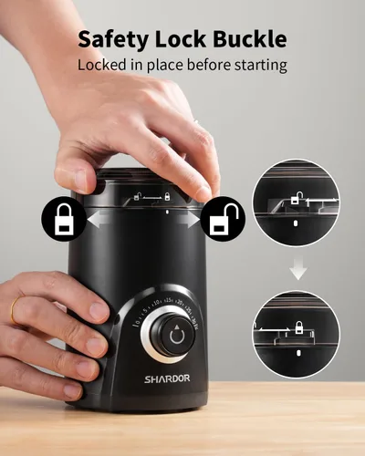 Miniatura 2 de SHARDOR Molinillo de café eléctrico, 2.47 oz de gran capacidad, molinillo de especias con perilla de sincronización visual para moler preciso, Negro
