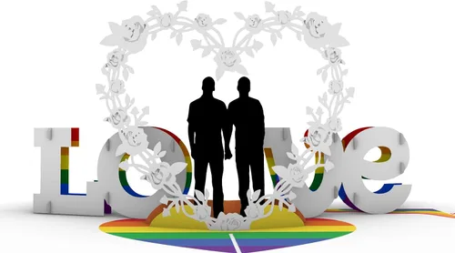 Miniatura 2 de iGifts And Cards Tarjeta desplegable 3D de corazón gay – Escultura floral Love is Love para el mes del orgullo, boda, aniversario y salida – Regalo
