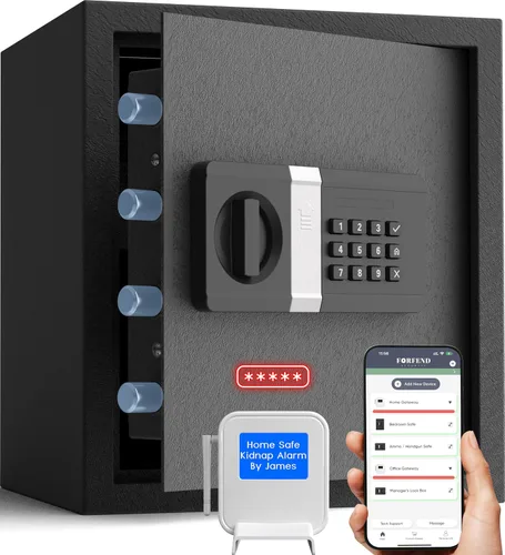 Miniatura 11 de FORFEND - Cajas Fuertes Inteligentes para el Hogar Desbloqueo/Alarma por App de Caja Fuerte WiFi Control por Voz, Alarma SOS de Secuestro