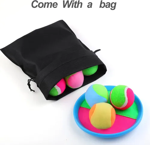 Miniatura 5 de Aneco Juego de palas de disco y pelota de lanzamiento con bolsa de almacenamiento, 6 paletas y 6 pelotas Azul claro
