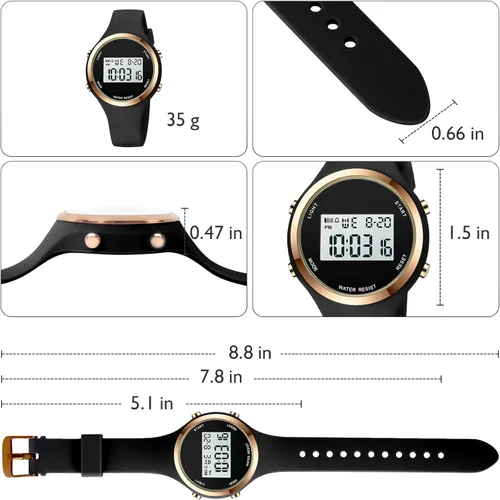 Miniatura 59 de Women LED Display Elecreonic Watch Fashion Chrono Alarm Digital Clock Woman Outdoor Sport Wirstwatch