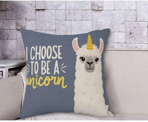 Miniatura 4 de AOYEGO Funda de almohada con diseño de llama, I Choose to Be A Unicorn Cute Cartoon Alpaca Furry Animal Portrait Comic Funda de almohada decorativa