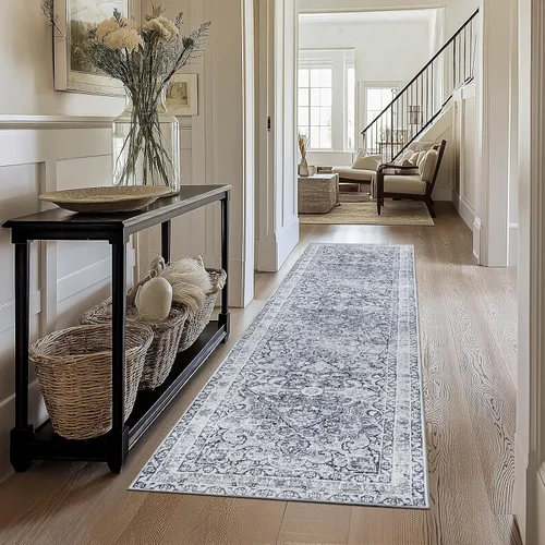 Miniatura 31 de Alfombra lavable para pasillo de 2 x 3: alfombra suave vintage para cocina, baño, lavandería, con respaldo antideslizante, alfombra de piso