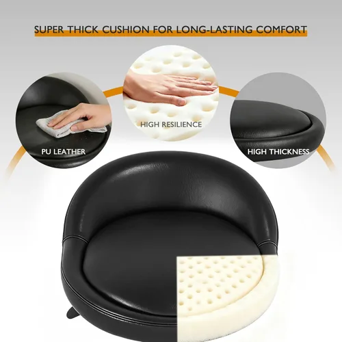 Miniatura 4 de SUPER DEAL Silla giratoria hidráulica ajustable para salón, taburete de masaje facial, tatuaje, spa médico con respaldo y ruedas, color negro