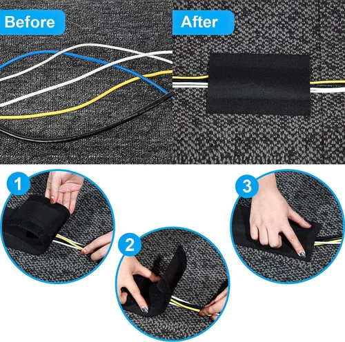 Miniatura 5 de WILLBOND Cubierta de cable de alfombra, protector de cable de suelo, gestión de protector de cables solo para alfombras de oficina comercial
