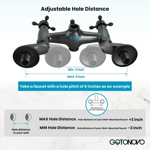 Miniatura 3 de gotonovo Clawfoot - Adaptador de bañera de 3-3/8 pulgadas, brazos oscilantes ajustables para grifo de cocina, bañera, baño, ducha, juego de grifos