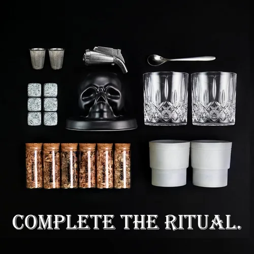Miniatura 6 de Kit de ahumador de whisky con antorcha – Calavera de cerámica a la antigua, bourbon y cóctel – Regalos únicos para el día de San Valentín para NEGRO