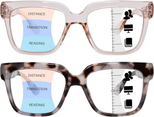 Miniatura 12 de Gafas de lectura progresivas multienfoque para mujer, de gran tamaño, bloqueo de luz azul, estilo Oprah, lectores de computadora