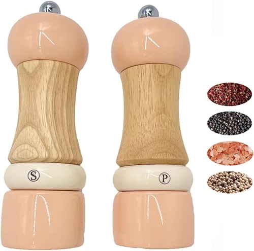 Miniatura 9 de Juego de molinillo manual de sal y pimienta, juego de molinillo de sal y pimienta de madera, juego de salero y pimentero, juego de regalo, grosor