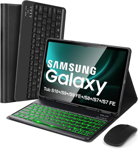 Miniatura 14 de SOPPY Teclado retroiluminado de 7 colores con mouse para Samsung Galaxy Tab S6 Lite de 10.4 pulgadas 2022/2020 (SM-P610/P613/P615/P619), funda