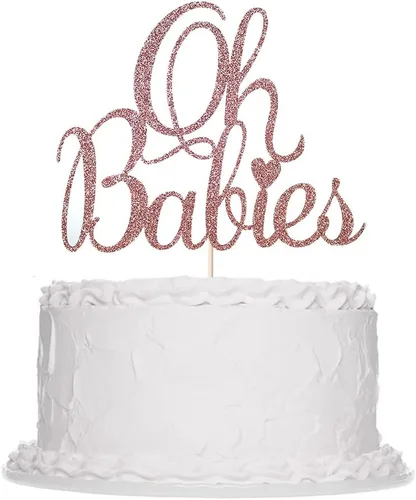 Miniatura 8 de Oh Babies - Decoración para tartas para gemelos, baby shower, revelación de género para niños y niñas, bebés de 6 meses, suministros de decoración