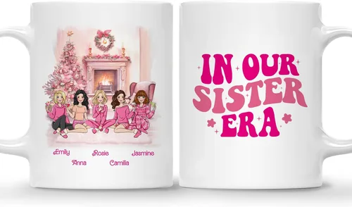 Miniatura 24 de Gossby Taza de café de Navidad personalizada para amigas, regalo de amistad de Navidad personalizado para 2 mejores amigos con diseño, nombre, taza