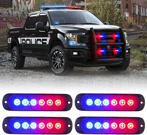 Miniatura 10 de Xprite 10 luces LED estroboscópicas de emergencia, ámbar de 12 luces LED estroboscópicas intermitentes, función de sincronización, luz de parrilla