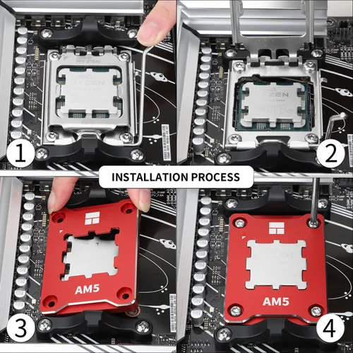 Miniatura 6 de Thermalright ASF-RED AM5 Soporte para CPU, marco de fijación antiflexión correctivo, montaje fijo AM5 de ajuste completo sin marcas, marco de Rojo