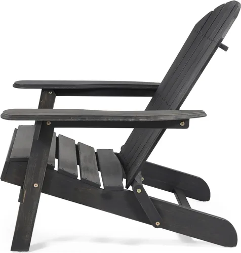 Miniatura 6 de Benjara Libo Outdoor Adirondack Chair- Gray Acacia Wood Frame- Slat Panels