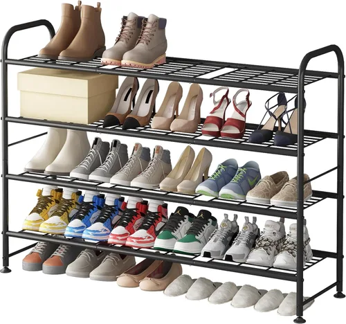 Miniatura 8 de LINZINAR Zapatero de 2 niveles organizador de almacenamiento para armario entrada metal negro