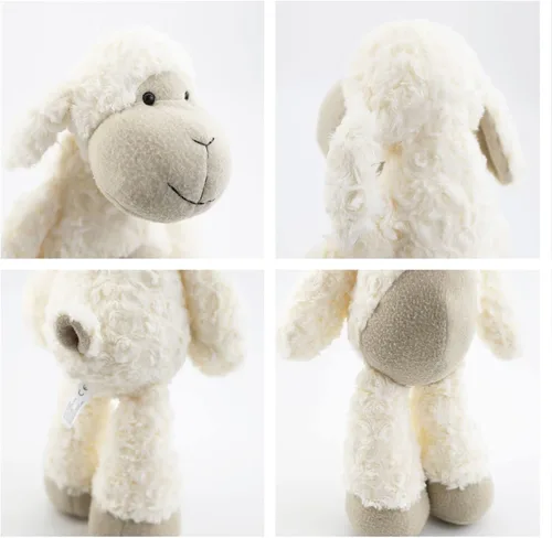 Miniatura 4 de Peluche de oveja abrazable de 17 pulgadas, color blanco y crema para niños y niñas, juguetes de peluche suaves y adorables para bebés recién