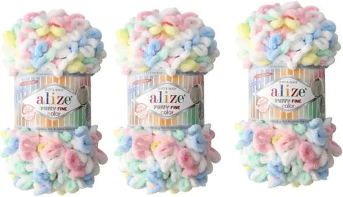 Miniatura 3 de Alize Hilo para manta de bebé de color fino, lote de 3 skn 10.58 oz 48yds 100% micropoliéster, hilo suave para tejer a mano, súper grueso, 5925