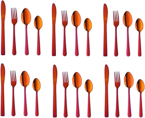 Miniatura 13 de BuyGo - Juego de cubiertos de acero inoxidable de 32 piezas, juego de 8 cubiertos, incluye cuchillo, tenedor, cuchara, cuchara de té para 8 personas