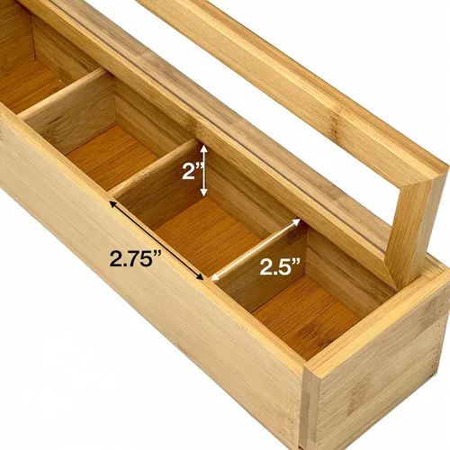 Miniatura 5 de Bam & Boo - Organizador de cajas de almacenamiento de especias y condimentos de bambú natural con tapa transparente (8 compartimentos)