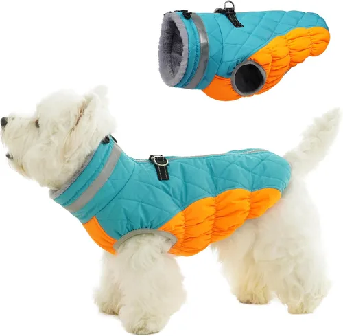 Miniatura 18 de Abrigo de invierno para perro, chaqueta grande para perro, chaqueta impermeable para mascotas con cremallera trasera, abrigo para mascotas con arnés