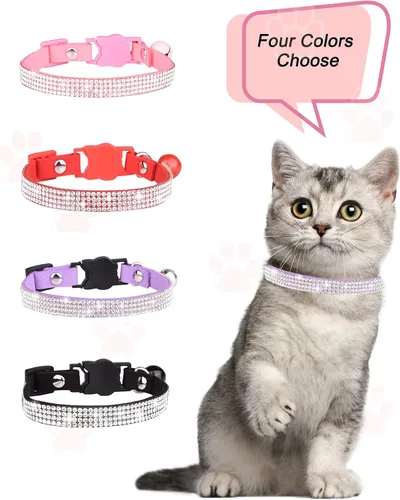 Miniatura 2 de Solmoony Breakaway - Collares de gato con campanilla, collar ajustable seguro para gatito, collares de gato para niñas y gatos con terciopelo suave
