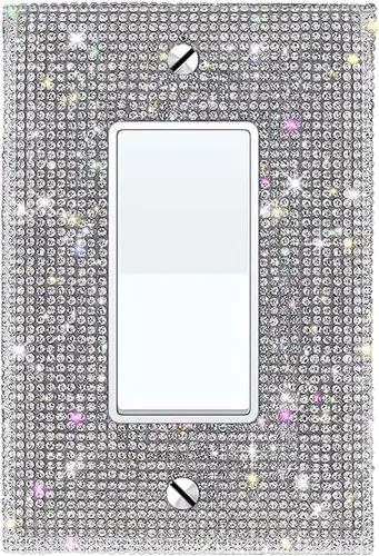 Miniatura 37 de 1 funda para interruptor de luz brillante – Cubierta de placa de interruptor con purpurina dorada con diamantes de imitación 2.2 lbs-2-Oro
