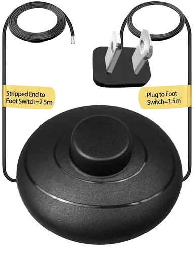 Miniatura 13 de Interruptor de pie de extensión de encendido/apagado de 1.8m/6 pies, interruptor en el medio del cable, enchufe polarizado de 2 puntas y enchufe