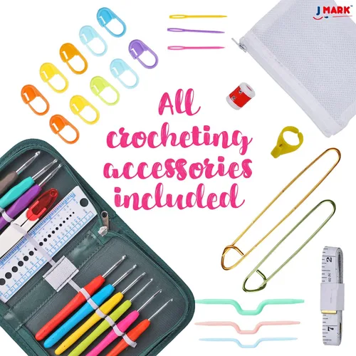 Miniatura 4 de J MARK Kit de Ganchillo de Acrílico para Principiantes – Juego Premium de Inicio de Ganchillo para Adultos