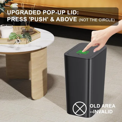 Miniatura 4 de N. NETDOT Paquete de 3 cubos de basura pequeños de 3 galones con tapa, cubo de basura para baño con tapa desplegable, cesta de basura para baño