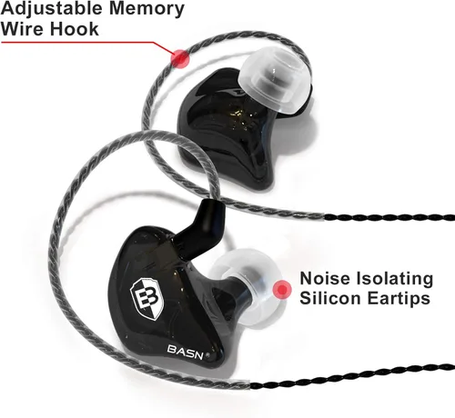 Miniatura 5 de BASN Bsinger BC100 - Auriculares con monitor de oído, ajuste universal, aislamiento de ruido, auriculares IEM para músicos, cantantes, audiófilos