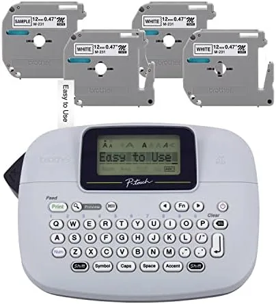 Brother PT-M95 P-Touch - Paquete de etiquetadora con cintas (4 cintas de etiquetas incluidas), color blanco