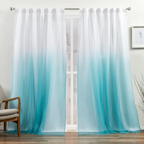 Exclusive Home - Crescendo - Paneles de cortinas opacas con pestañas ocultas en la parte superior, 52 x 84 pulgadas, color aguamarina, juego de 2