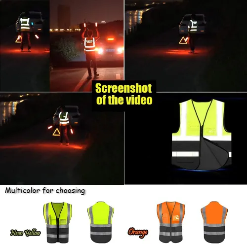 Miniatura 2 de Chaleco de seguridad de alta visibilidad con tiras reflectantes, personaliza tu logotipo Hi Vis, chaleco de trabajo al aire libre con 5 bolsillos