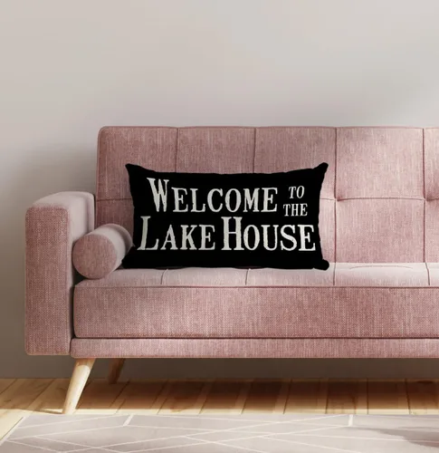 Miniatura 3 de Mancheng-zi Lake House - Funda de almohada decorativa de 12 x 20 pulgadas, almohada para exteriores, almohada de bienvenida Lake Life (negro)