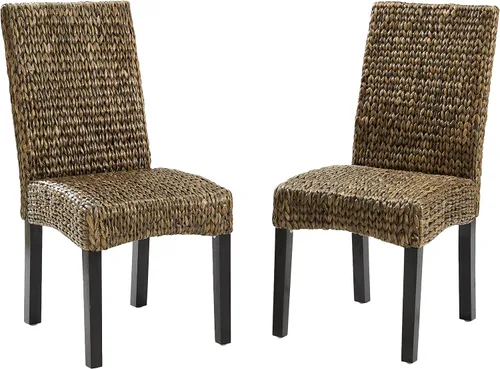 Miniatura 3 de Crosley Furniture Edgewater - Juego de 2 sillas de comedor de ratán de fibra natural tejidas a mano, color hierba marina