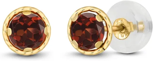 Miniatura 9 de Gem Stone King Aretes redondos de oro amarillo de 14 quilates con piedra natal Redondos de 0.157 in Aretes de oro para mujeres y hombres