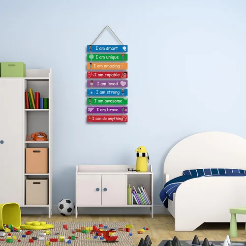 Miniatura 7 de Decoración de habitación infantil, juego de 9 piezas de arte de pared para habitación de niños, decoración motivacional de pared para colgar
