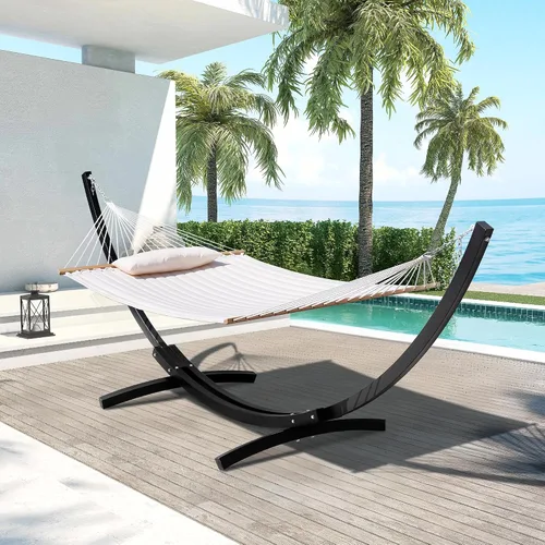 Miniatura 7 de Lazy Daze Hammocks Soporte de hamaca de arco de acero resistente de 12 pies con mosquetón y cadena, soporte curvado resistente a la intemperie