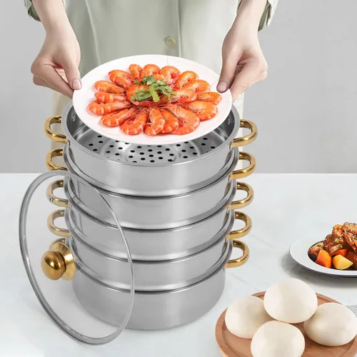 Miniatura 4 de Ollas de vapor de acero inoxidable, antiadherentes para carne y verduras, olla de vapor de cocina, olla de vapor para albóndigas, utensilios de 5