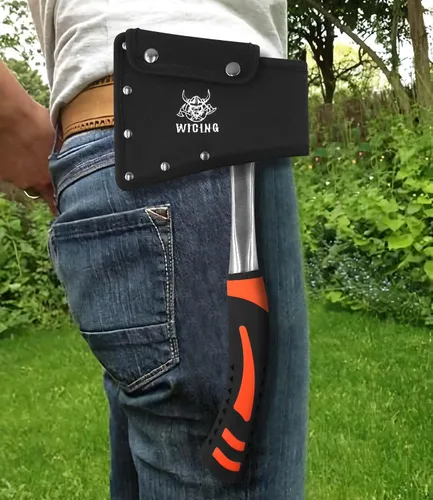 Miniatura 6 de Hacha de 13.8 pulgadas, hacha de campamento de acero de alto carbono y agarre de reducción de golpes con funda de nailon 47 EU