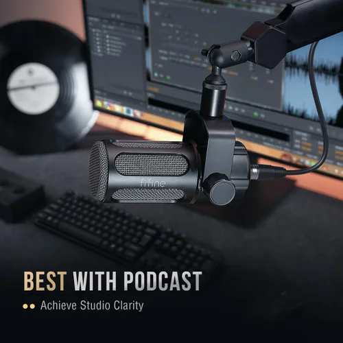Miniatura 8 de FIFINE Micrófono dinámico XLR, micrófono vocal de estudio para grabación, micrófono de podcast XLR de metal con impulso medio, filtro de corte bajo