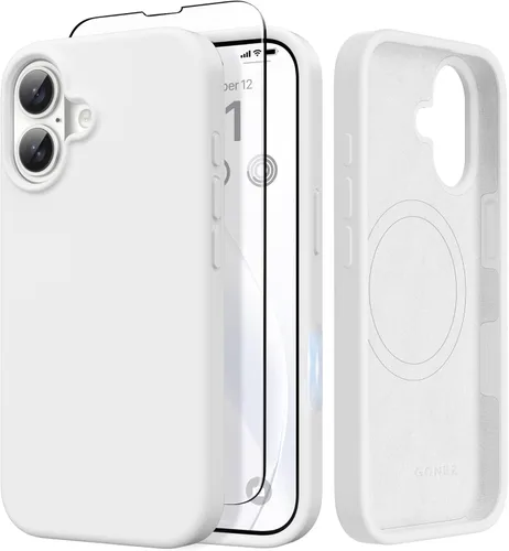 Miniatura 109 de GONEZ Funda de silicona para iPhone 14 Pro Max, compatible con MagSafe, con protector de pantalla + protector de lente de cámara, silicona líquida a