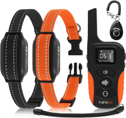 Miniatura 10 de Collar de entrenamiento para perros sin golpes con control remoto de 3300 pies, collar de perro vibratorio humano, 3 modos ultrasónico, pitido