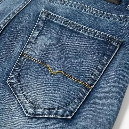 Miniatura 4 de JANTTAWEAR Vaqueros rectos regulares para hombre, jeans elásticos rasgados