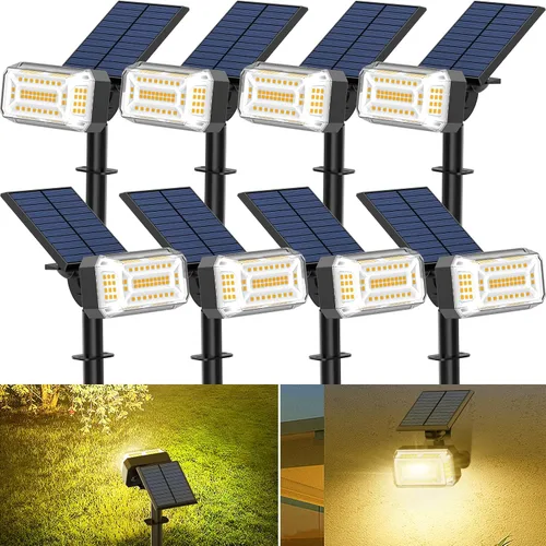 Miniatura 9 de WENATY 102 luces LED solares para exteriores, resistentes al agua, focos solares para exteriores con 4 modos de luz, foco solar de paisaje