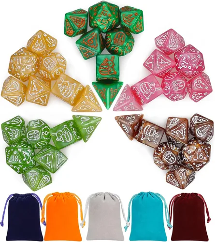 Miniatura 19 de CiaraQ Juego de dados poliédricos - Dados para juegos de rol DND para Calabozos y Dragones, juego de mesa RPG, doble color, 35 piezas