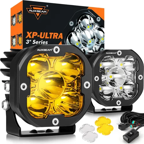 Miniatura 16 de Auxbeam Color Play Series - Luces LED Pod DRL Ámbar de 3" 100W Combo Spot Flood de Doble Color Señal de Giro Lámpara de Conducción Antiniebla Cubo