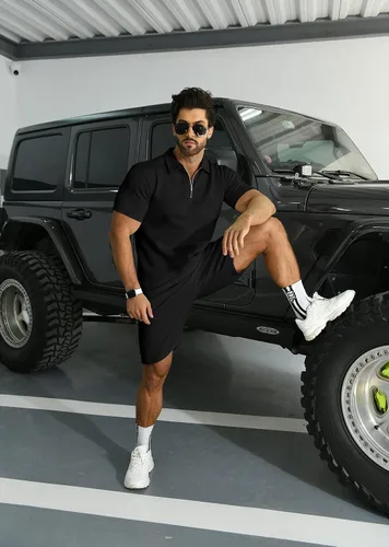 Miniatura 6 de KUYIGO Conjunto de camisa polo y pantalones cortos para hombre, trajes de verano a la moda, casual, de manga corta, traje de 2 piezas para hombre