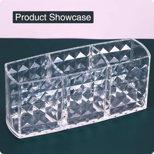 Miniatura 8 de MOSIKER Soporte para brochas de maquillaje para tocador, acrílico transparente, pequeño, compacto, delineador de labios, delineador de labios
